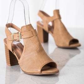 Renda Sandálias construídas com couro ecológico bege marrom 1