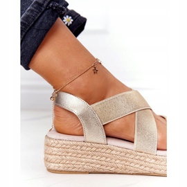 Sandálias de cunha com nervuras Big Star HH274414 Golden dourado 4