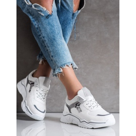 SHELOVET Tênis Branco Com Brilho 2