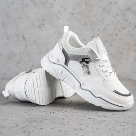 SHELOVET Tênis Branco Com Brilho 1