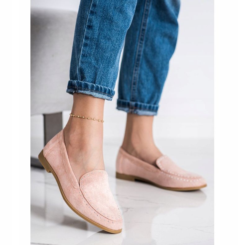 Coura Senhores de camurça clássicos rosa 1