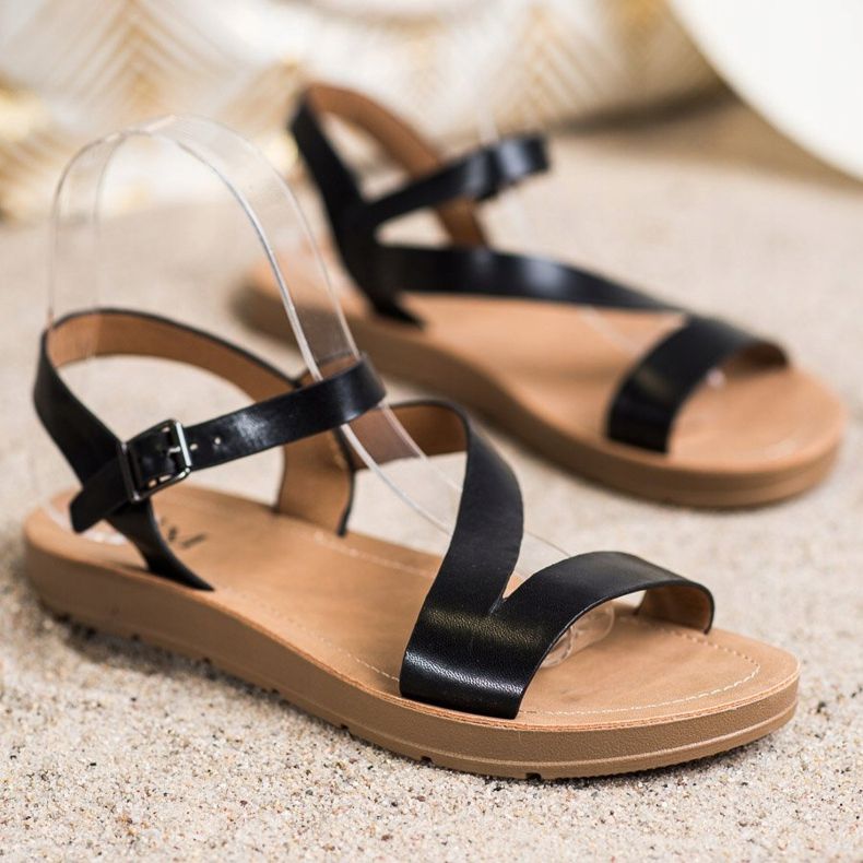 Cm Paris Sandálias casuais com couro ecológico preto 1