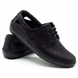 Polbut Sapatos de mocassim pretos com aberturas masculinas J69L 1