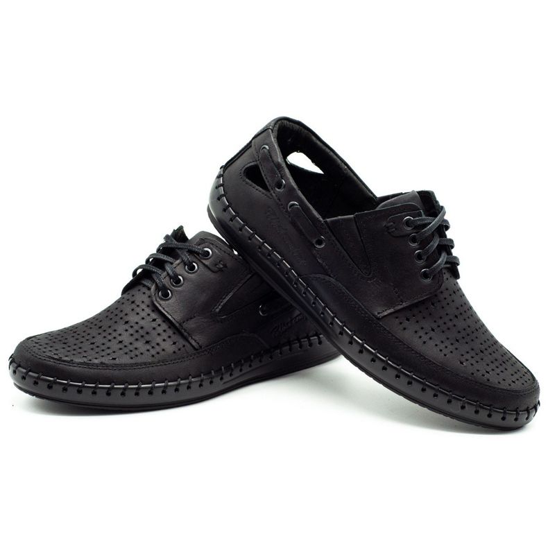 Polbut Sapatos de mocassim pretos com aberturas masculinas J69L 3