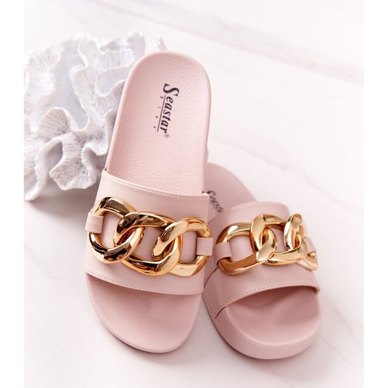 PS1 Chinelos de borracha bege de um momento com corrente 1