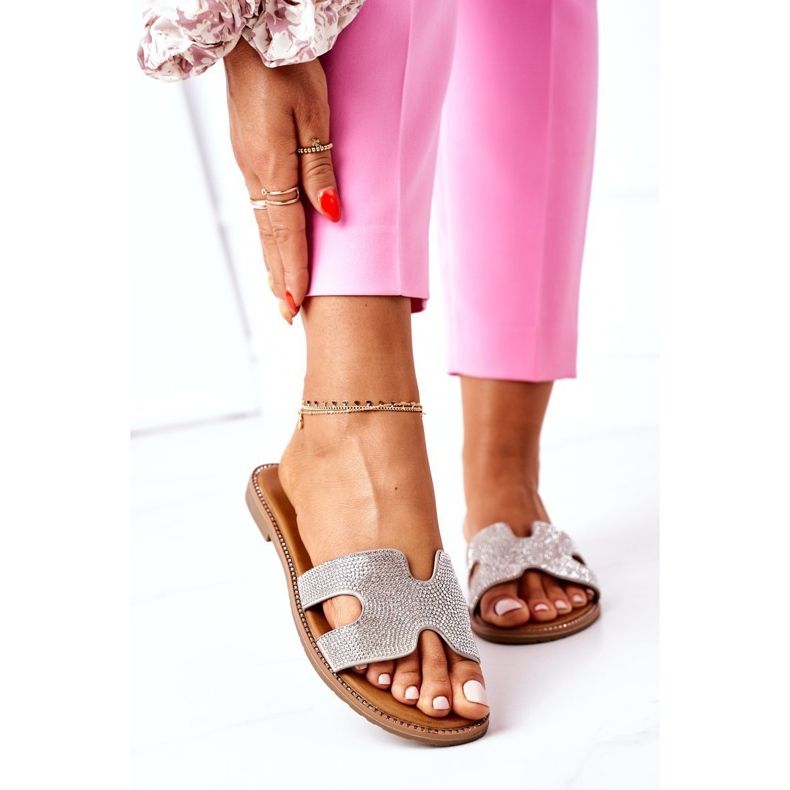 PE1 Chinelos de couro com modena prata zircônia cúbica 2
