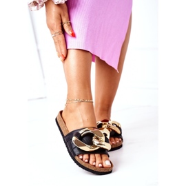 S.Barski Chinelos em cortiça com corrente S. Barski SB002 preto 2