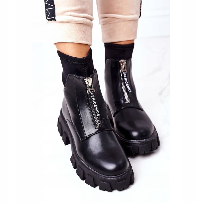 PS1 Trabalhadoras de botas femininas com zíper preto brindes 1