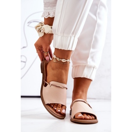 Chinelos de couro da Lewski Shoes, Bege 2