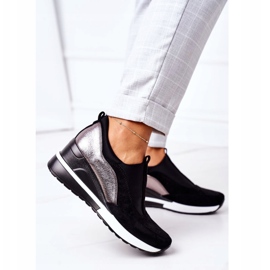 Tênis Vinceza 10593 Preto-Prata Slip-On Wedge 1