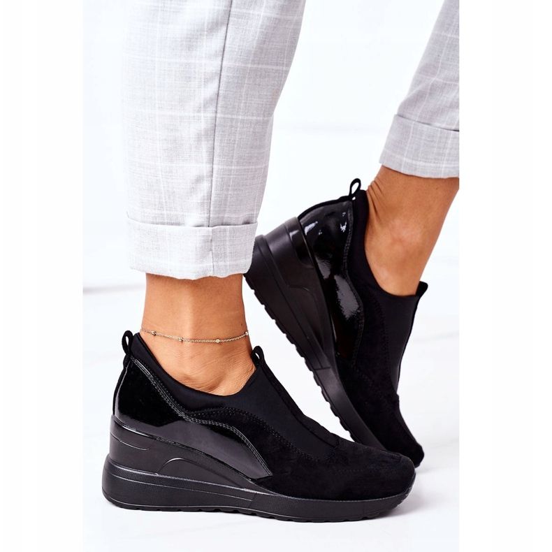 Tênis Vinceza 10593 Preto Slip On Wedge 2