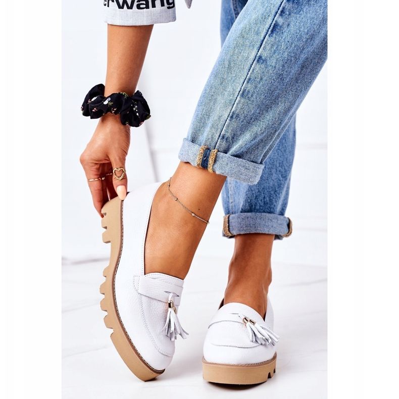 Mocassins de couro Lewski Shoes 3053 Branco 2