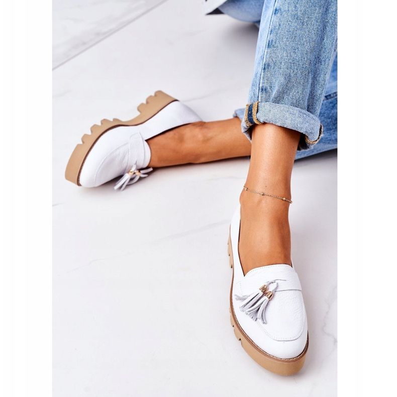Mocassins de couro Lewski Shoes 3053 Branco 1