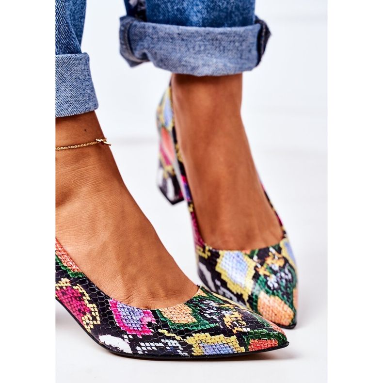 Lewski Shoes Bombas de couro com padrão de pele de cobra sapatos Lewski 2801 coloridos multicolorido 1