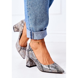 Lewski Shoes Bombas de couro com sapatos Lewski padrão animal 2801 preto-azul 2