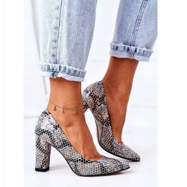 Lewski Shoes Bombas de couro com sapatos Lewski padrão animal 2453 preto-azul 2