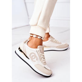 PE1 Sapatos esportivos femininos, tênis, bege, sob controle 2