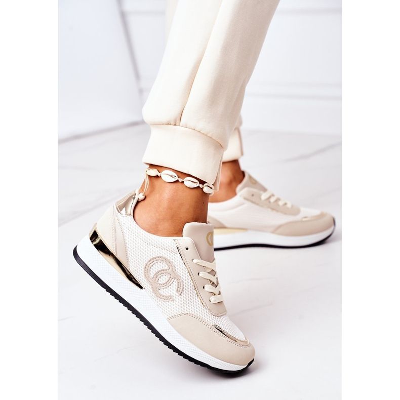 PE1 Sapatos esportivos femininos, tênis, bege, sob controle 2