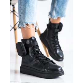 SHELOVET Sapatos de renda com bolso preto 2