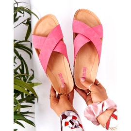 Chinelos de couro perfilado Big Star HH274597 fúcsia rosa 1