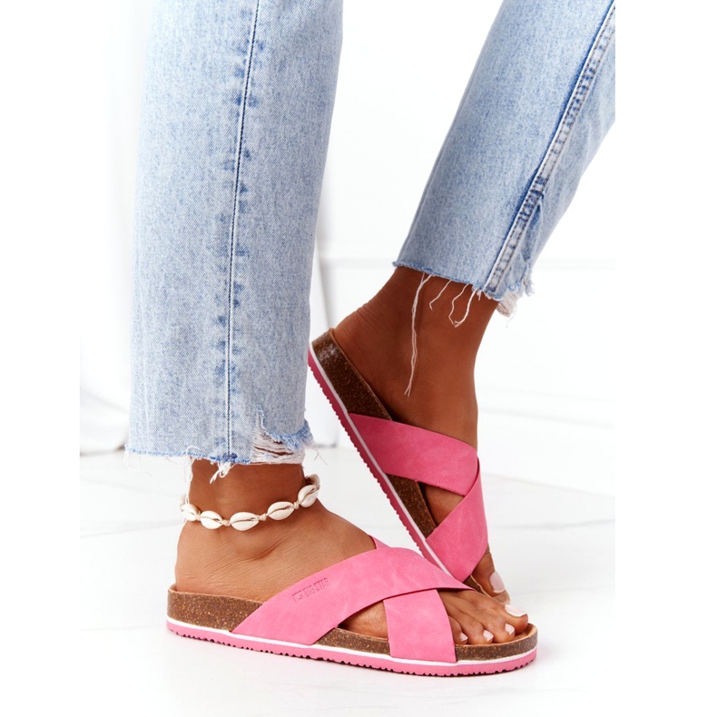 Chinelos de couro perfilado Big Star HH274597 fúcsia rosa 3