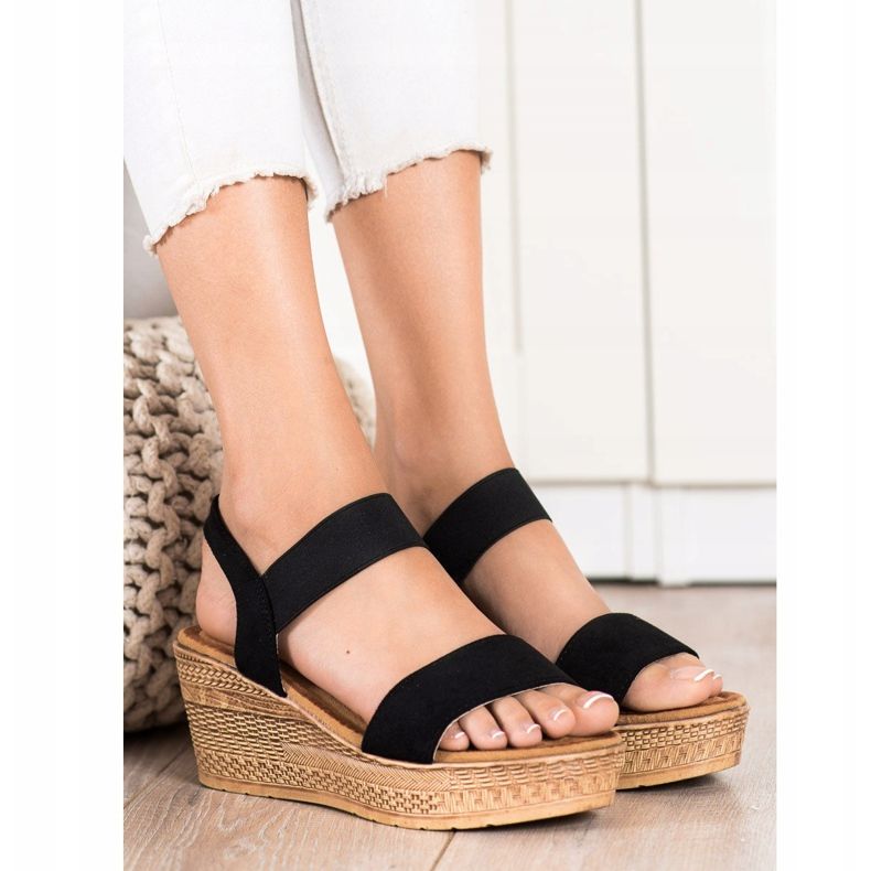 Queentina Sandálias de camurça leve preto 2