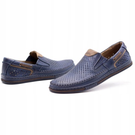 Polbut Sapatos de couro masculino 09 para o verão azul marinho com marrom azul-marinho 4