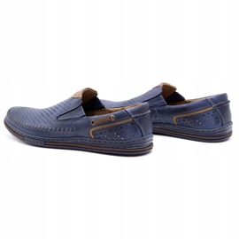 Polbut Sapatos de couro masculino 09 para o verão azul marinho com marrom azul-marinho 5