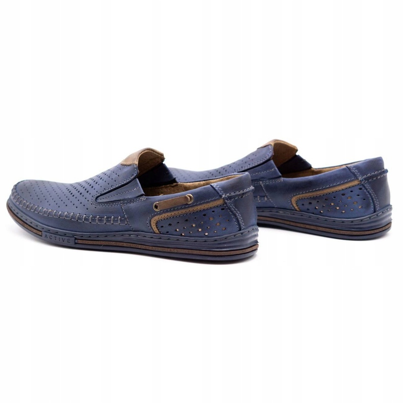 Polbut Sapatos de couro masculino 09 para o verão azul marinho com marrom azul-marinho 5