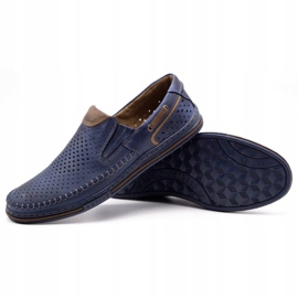 Polbut Sapatos de couro masculino 09 para o verão azul marinho com marrom azul-marinho 3