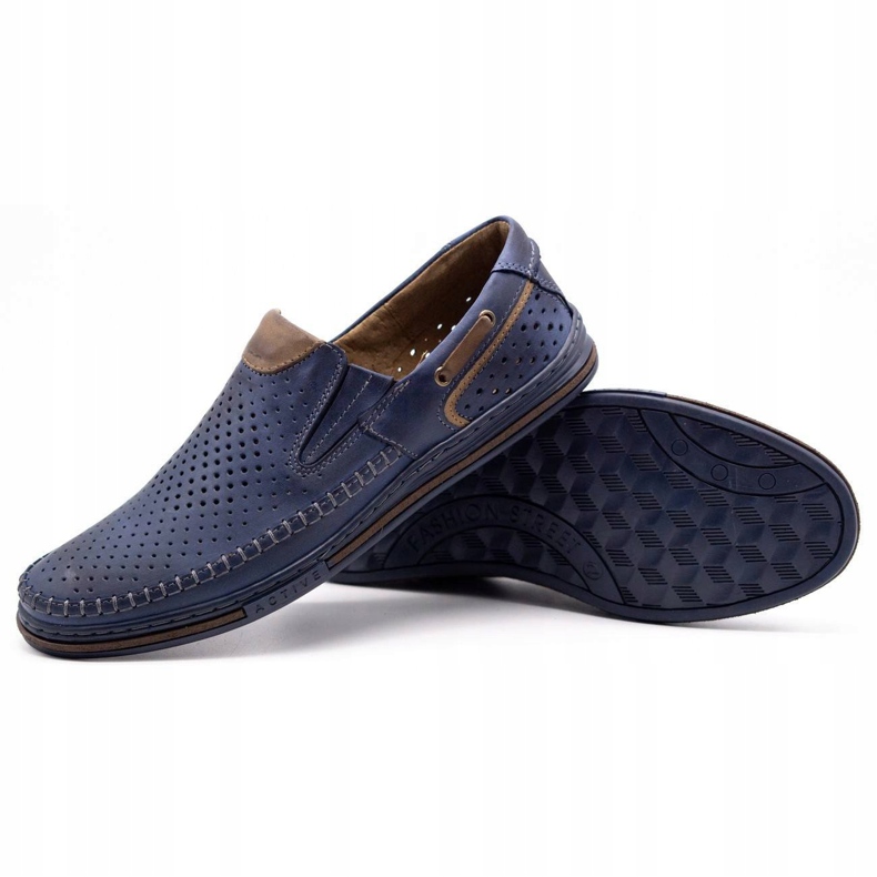 Polbut Sapatos de couro masculino 09 para o verão azul marinho com marrom azul-marinho 3
