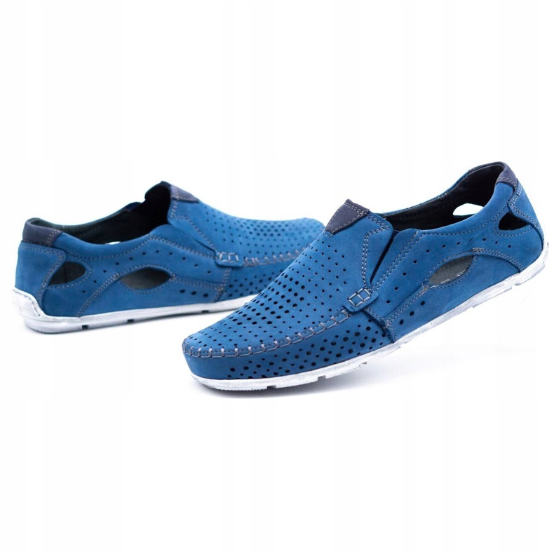 Olivier Sapatos masculinos mocassins 901 verão azul 4