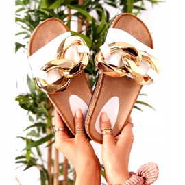 PS1 Chinelos brancos com corrente na última dança dourado 6