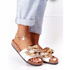 PS1 Chinelos brancos com corrente na última dança dourado 5