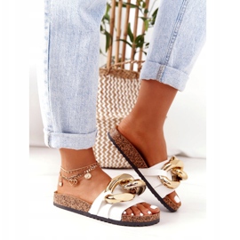 PS1 Chinelos brancos com corrente na última dança dourado 3