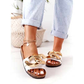 PS1 Chinelos brancos com corrente na última dança dourado 2