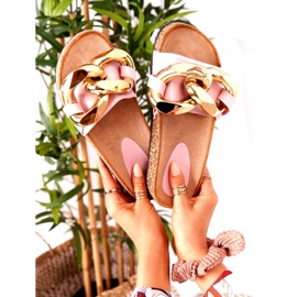 PS1 Chinelos brancos com corrente na última dança dourado 7