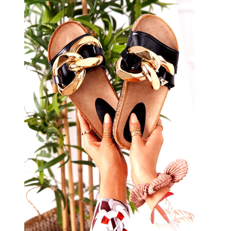 PS1 Chinelos brancos com corrente na última dança dourado 1