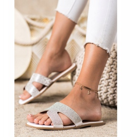 SHELOVET Chinelos com cristais branco 2