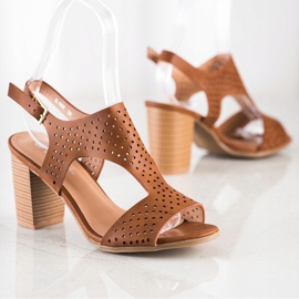 Renda Sandálias Openwork Com Eco Couro castanho 1
