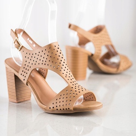 Renda Sandálias Openwork Com Eco Couro marrom 1