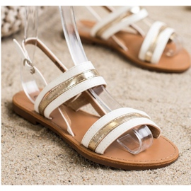 Cm Paris Sandálias de couro ecológicas planas branco 1