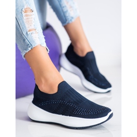 Renda Tênis Slip-on Com Cristais azul 2