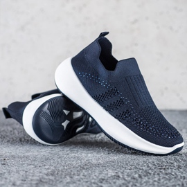 Renda Tênis Slip-on Com Cristais azul 1