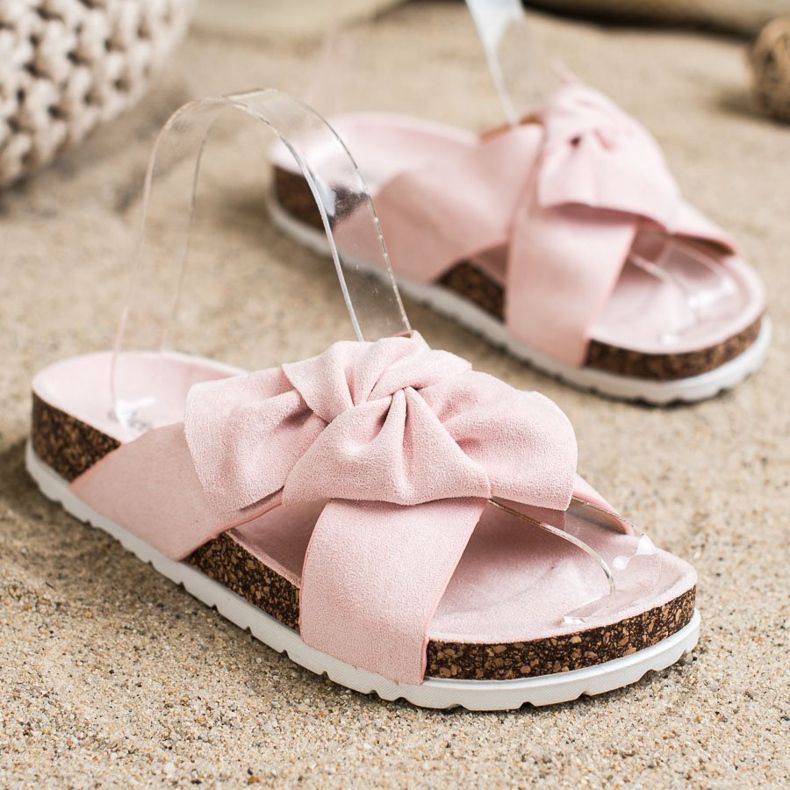 Ideal Shoes Chinelos elegantes rosa 1