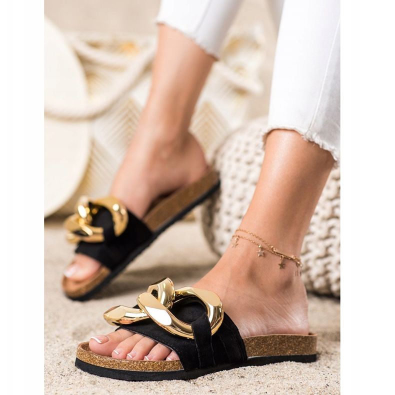 Sabatina Chinelos da moda preto 1