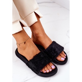 PE1 Chinelos de borracha com esmeril de pele preta preto 1