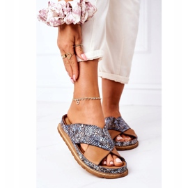 Chinelos de couro perfilado Maciejka 04986-02 marrom castanho 2