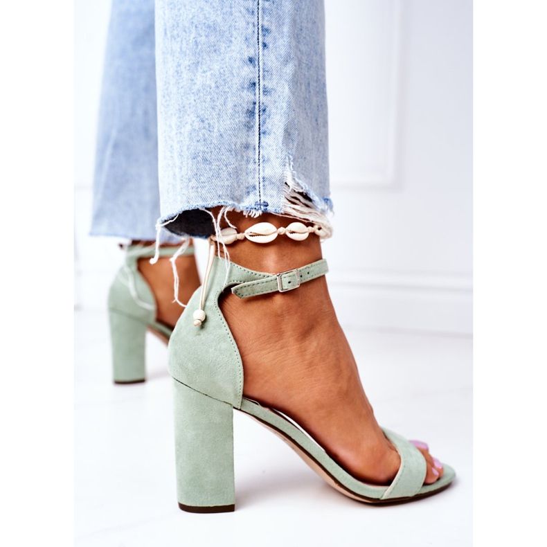 PS1 Sandálias de camurça verde em uma barra verde de Florença 1