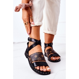 PS1 Sandálias lisas de couro ecológico Loretta pretas preto 2